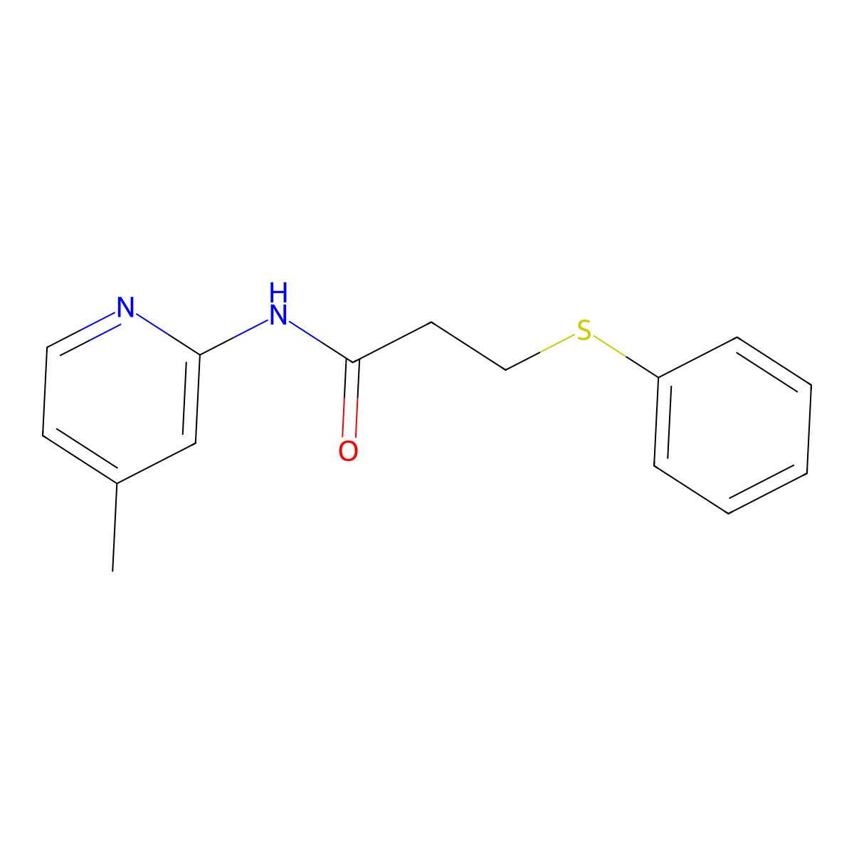 N-(4-methylpyridin-2-yl)-3-phenylsulfanylpropanamide molecular structure, CAS 827619-13-6