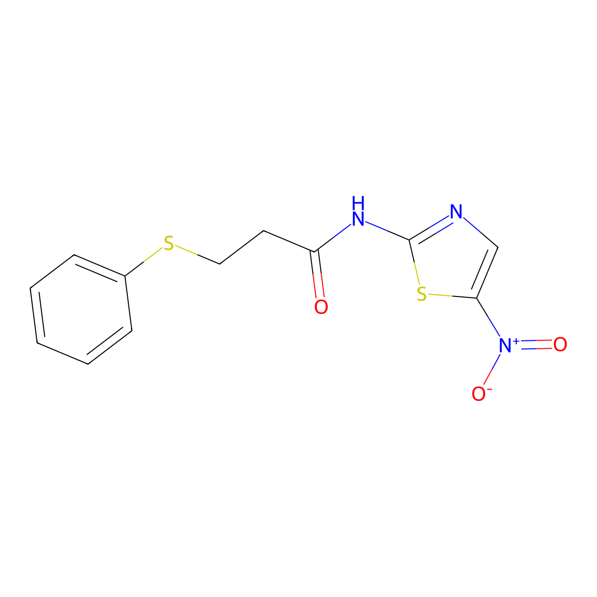 N-(5-nitro-1,3-thiazol-2-yl)-3-phenylsulfanylpropanamide molecular structure, CAS 827619-32-9