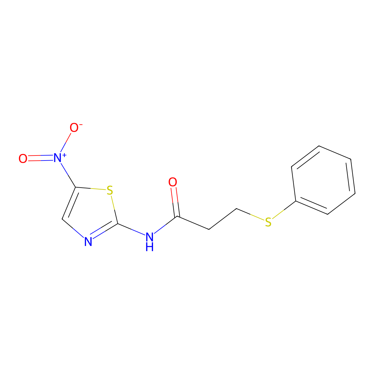 N-(5-nitro-1,3-thiazol-2-yl)-3-phenylsulfanylpropanamide molecular structure, CAS 827619-32-9