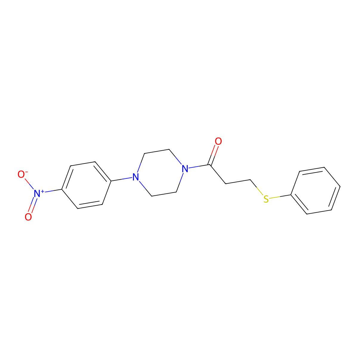 1-[4-(4-Nitrophenyl)piperazin-1-yl]-3-phenylsulfanylpropan-1-one molecular structure, CAS 827619-33-0