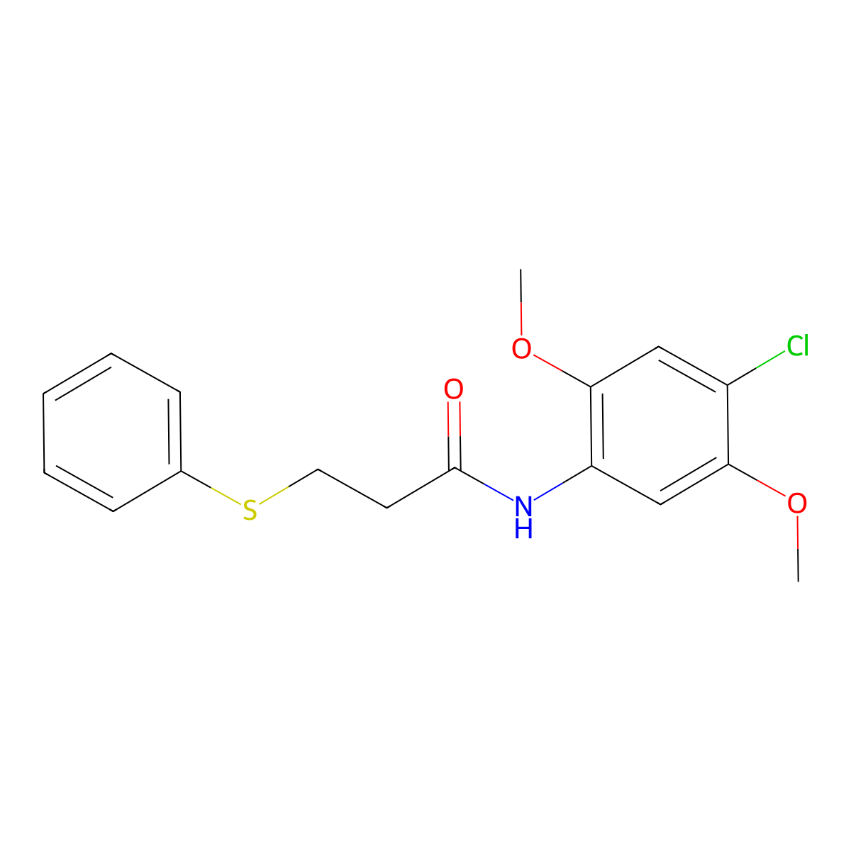 N-(4-chloro-2,5-dimethoxyphenyl)-3-phenylsulfanylpropanamide molecular structure, CAS 827619-34-1