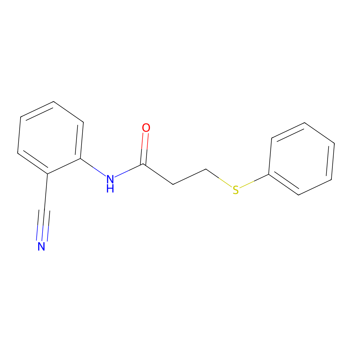 N-(2-cyanophenyl)-3-(phenylsulfanyl)propanamide molecular structure, CAS 827619-35-2