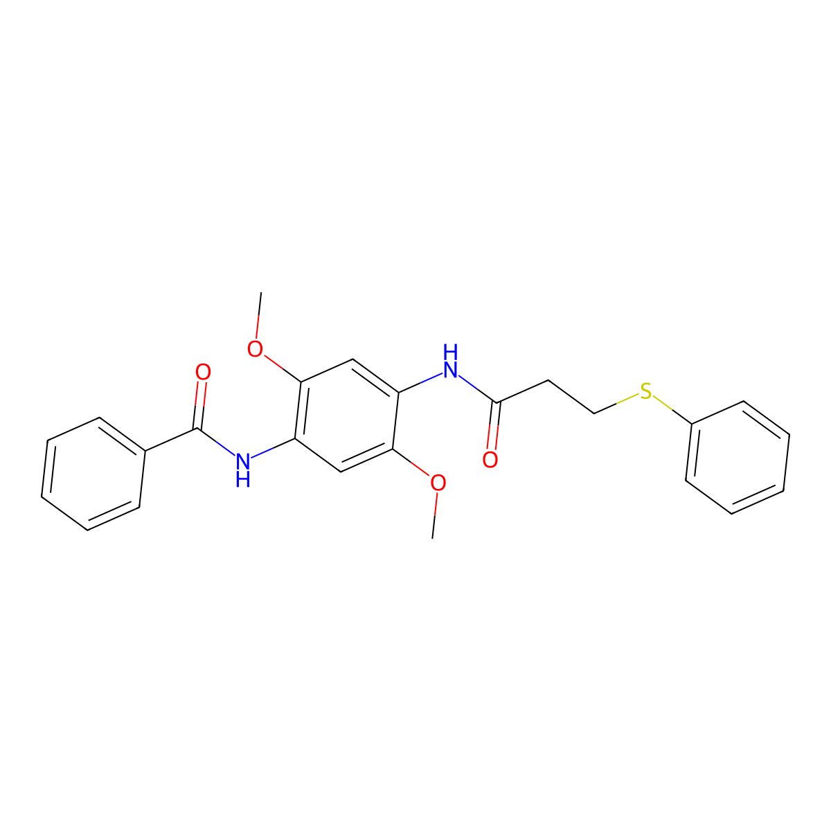 N-[2,5-dimethoxy-4-(3-phenylsulfanylpropanoylamino)phenyl]benzamide molecular structure, CAS 827619-41-0
