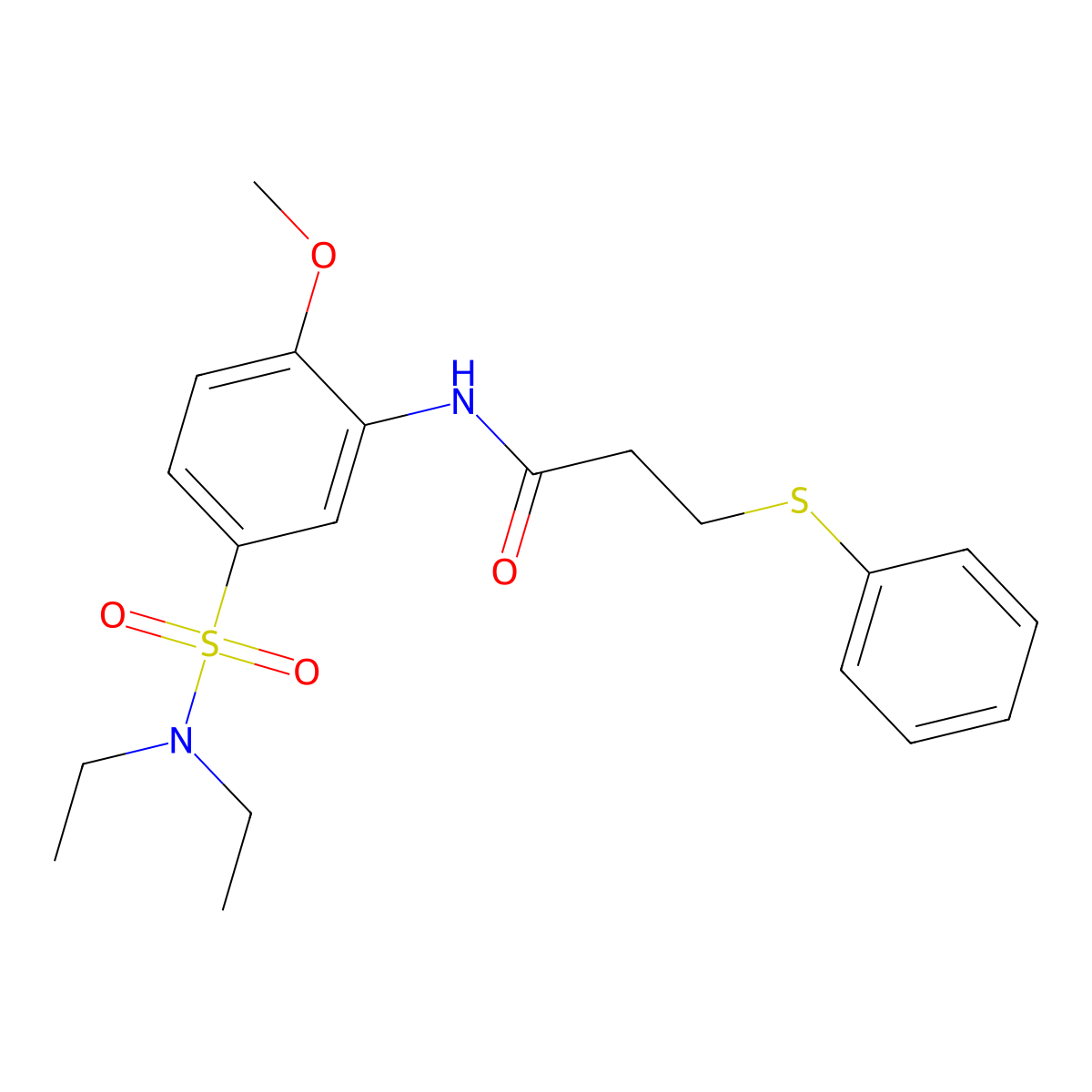 N-[5-(diethylsulfamoyl)-2-methoxyphenyl]-3-phenylsulfanylpropanamide molecular structure, CAS 827619-45-4