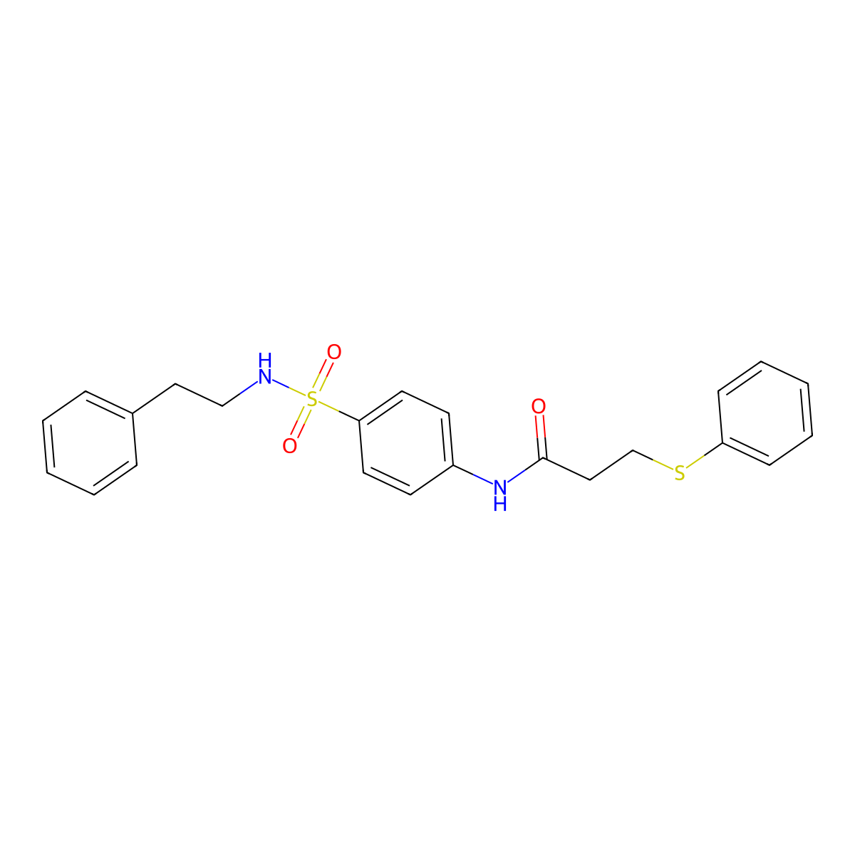 N-{4-[(2-phenylethyl)sulfamoyl]phenyl}-3-(phenylsulfanyl)propanamide molecular structure, CAS 827619-51-2