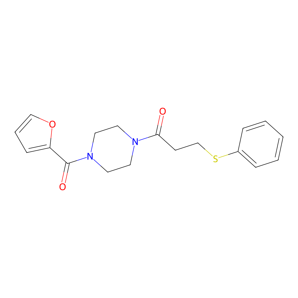 1-(2-Furoyl)-4-[3-(phenylthio)propanoyl]piperazine molecular structure, CAS 827619-59-0