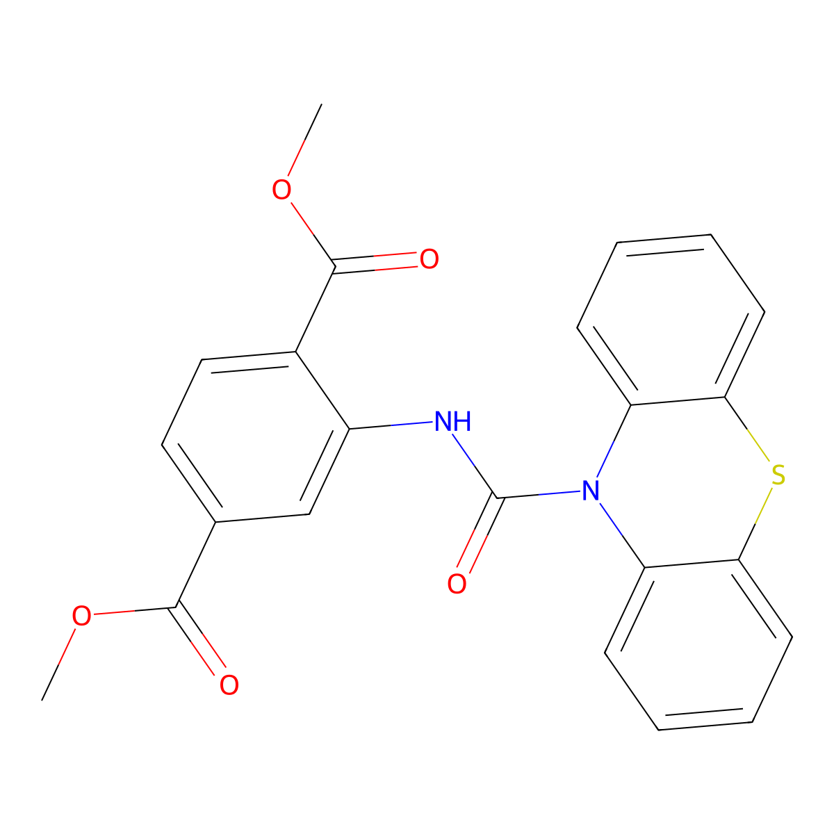 dimethyl 2-[(10H-phenothiazin-10-ylcarbonyl)amino]terephthalate molecular structure, CAS 827619-60-3
