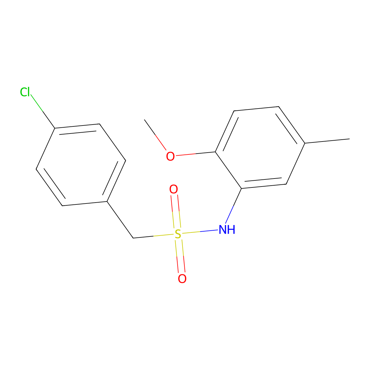 1-(4-chlorophenyl)-N-(2-methoxy-5-methylphenyl)methanesulfonamide molecular structure, CAS 827619-67-0