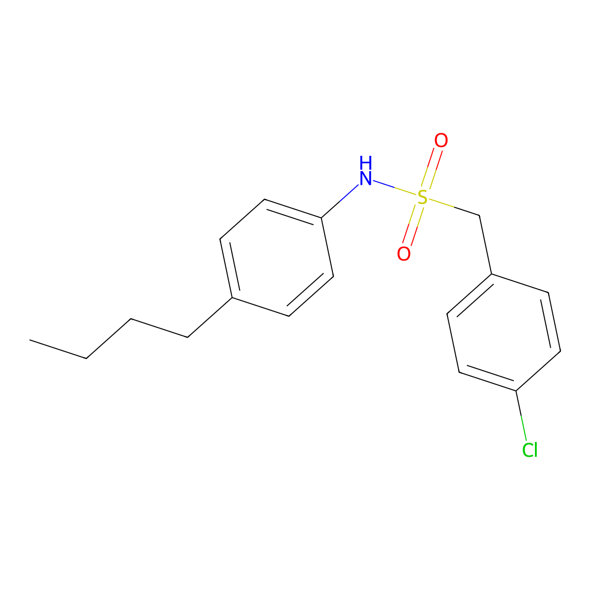 N-(4-butylphenyl)-1-(4-chlorophenyl)methanesulfonamide molecular structure, CAS 827619-69-2