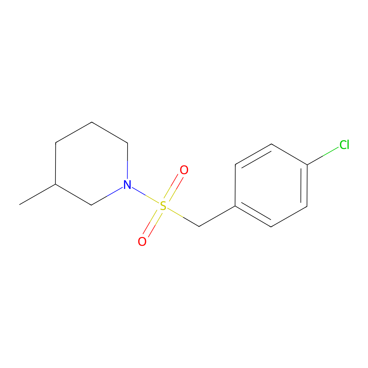1-[(4-Chlorobenzyl)sulfonyl]-3-methylpiperidine molecular structure, CAS 827619-75-0