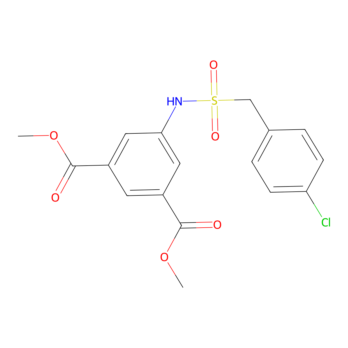 Dimethyl 5-{[(4-chlorobenzyl)sulfonyl]amino}benzene-1,3-dicarboxylate molecular structure, CAS 827619-80-7