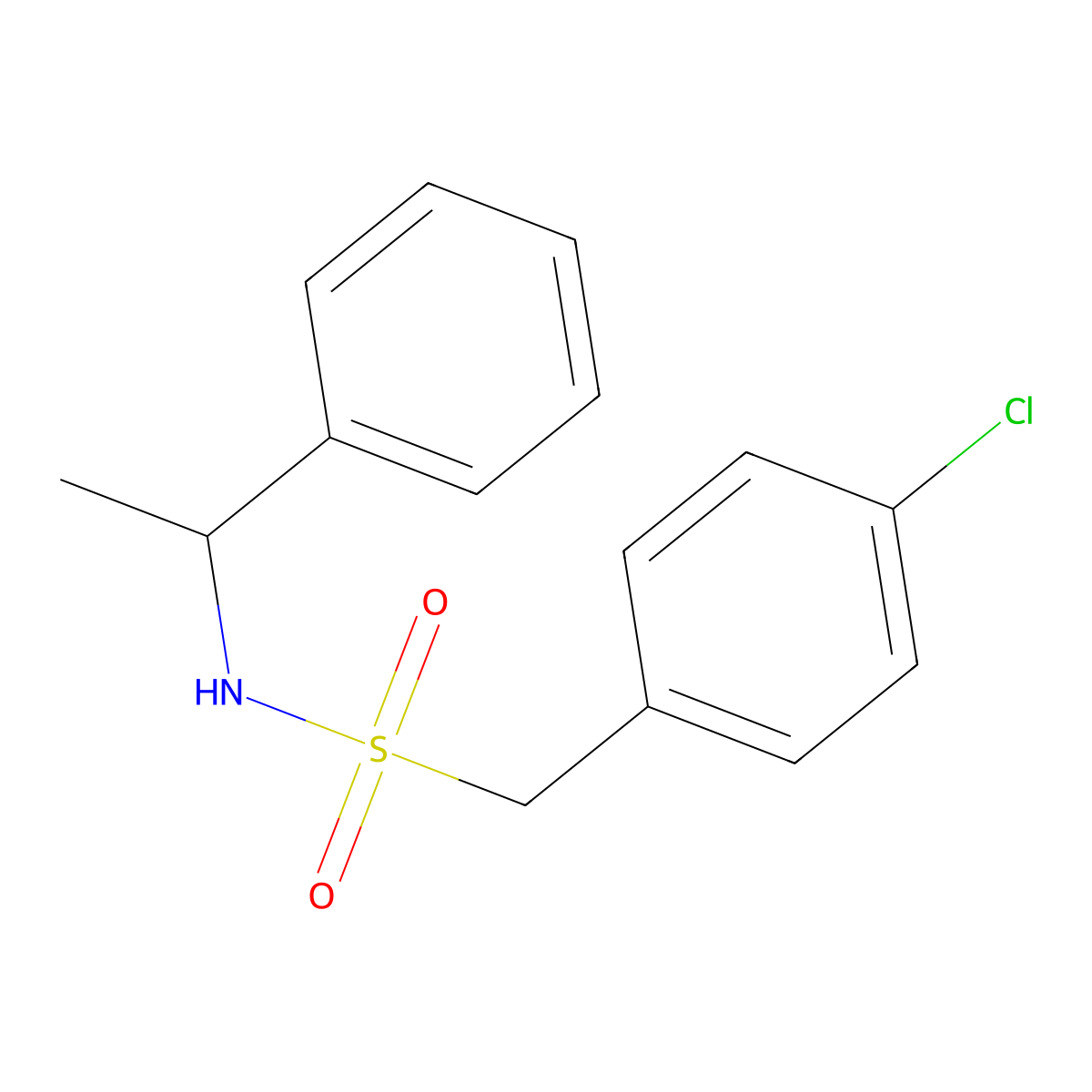 1-(4-chlorophenyl)-N-(1-phenylethyl)methanesulfonamide molecular structure, CAS 827619-82-9