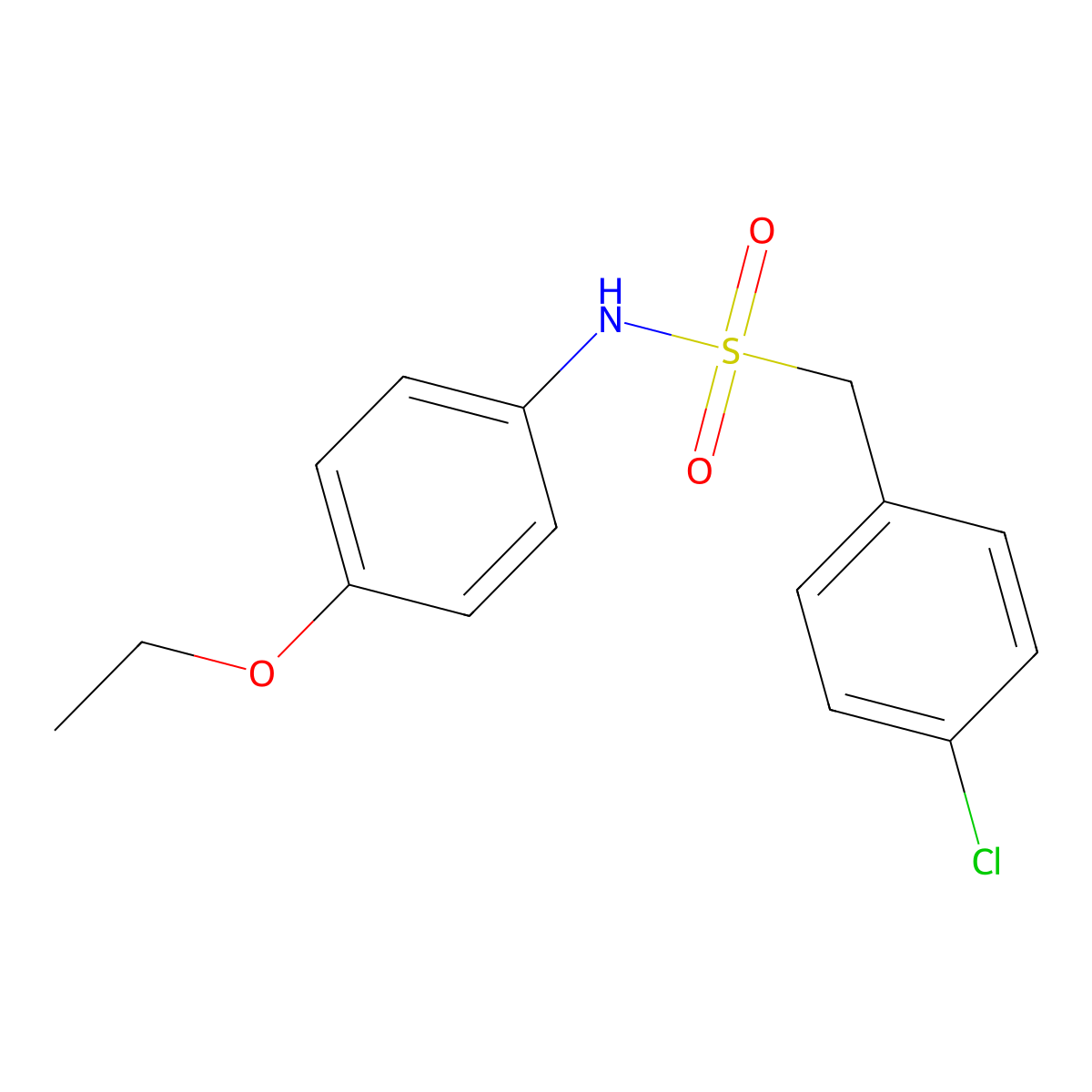 1-(4-chlorophenyl)-N-(4-ethoxyphenyl)methanesulfonamide molecular structure, CAS 827619-87-4