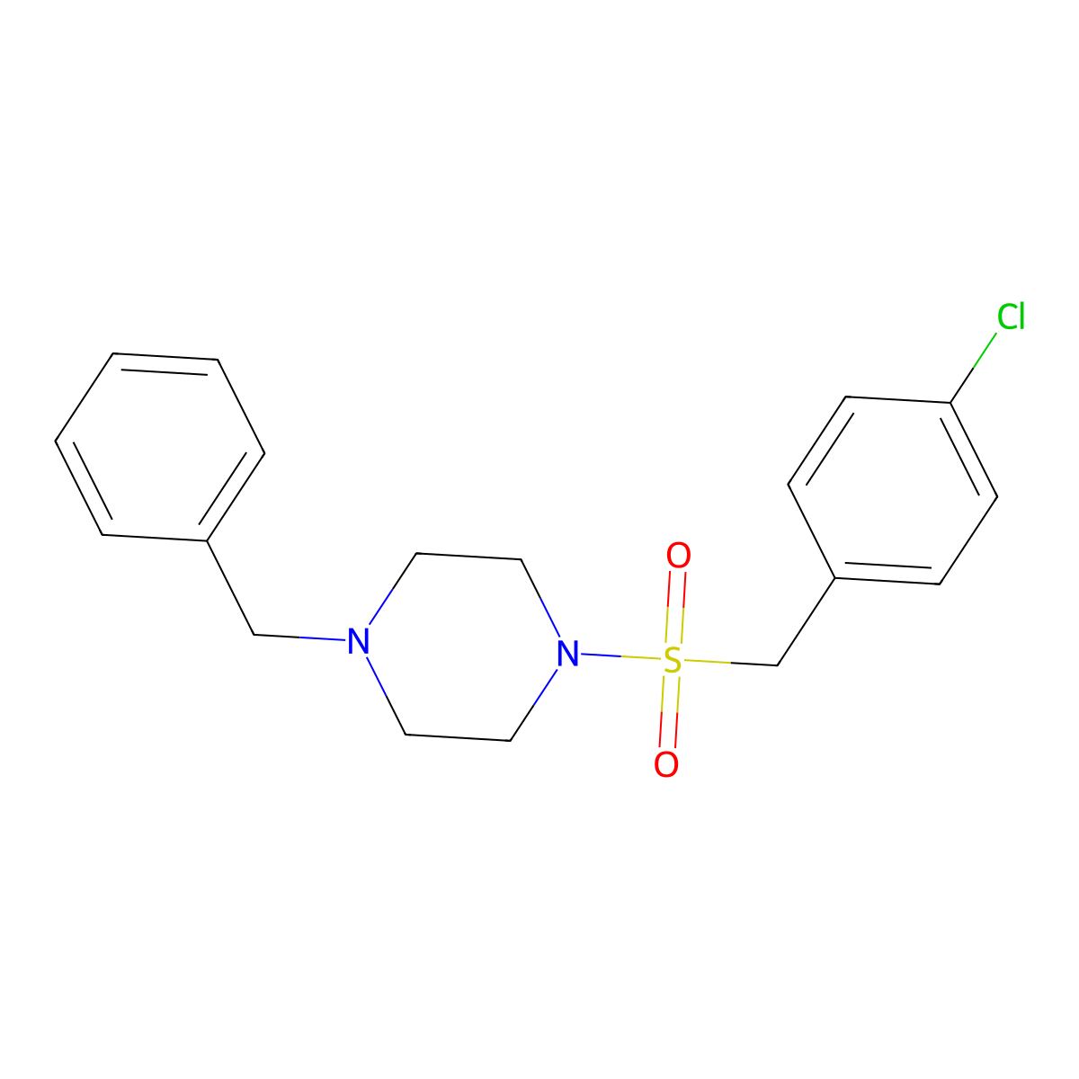 1-Benzyl-4-[(4-chlorobenzyl)sulfonyl]piperazine molecular structure, CAS 827619-88-5