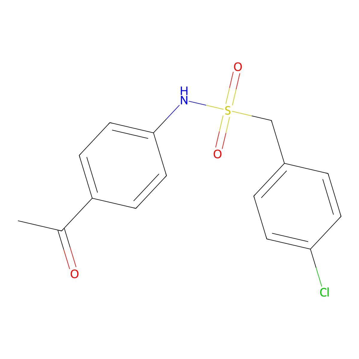 N-(4-acetylphenyl)-1-(4-chlorophenyl)methanesulfonamide molecular structure, CAS 827619-90-9