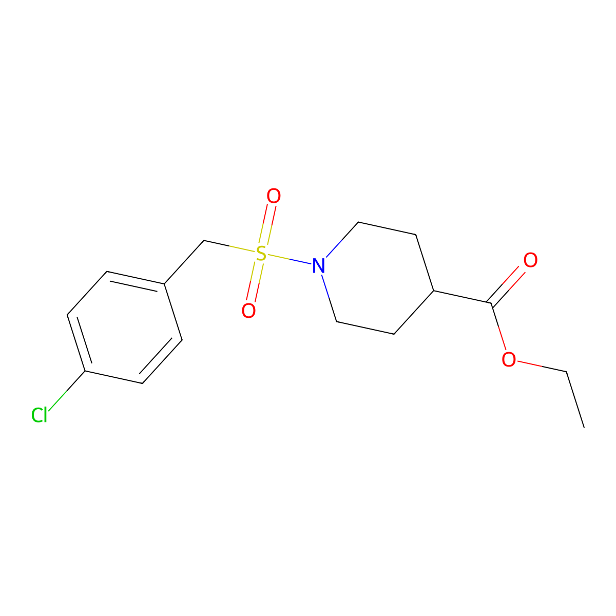 Ethyl 1-[(4-chlorobenzyl)sulfonyl]-4-piperidinecarboxylate molecular structure, CAS 827619-91-0
