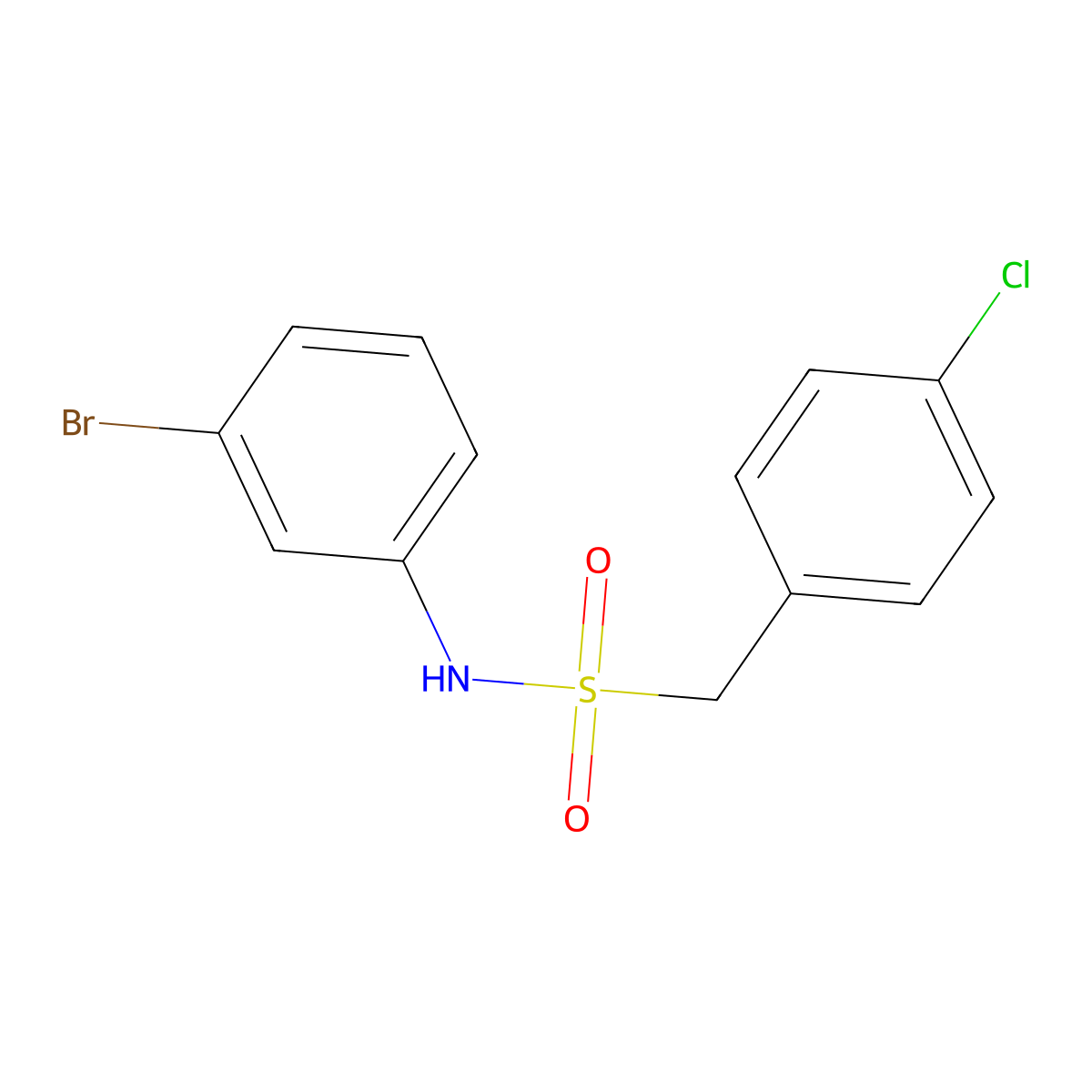 N-(3-bromophenyl)-1-(4-chlorophenyl)methanesulfonamide molecular structure, CAS 827619-93-2