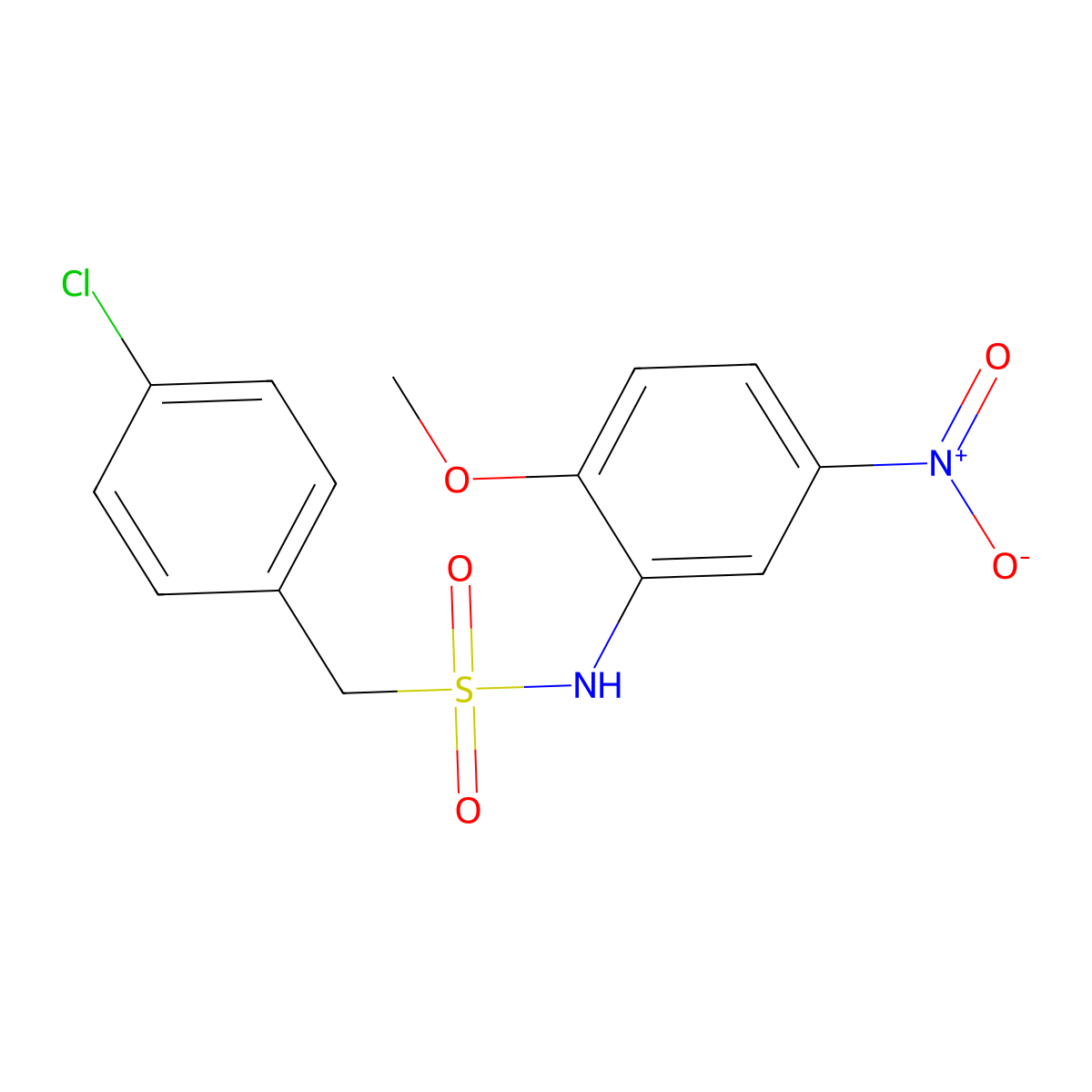 1-(4-chlorophenyl)-N-(2-methoxy-5-nitrophenyl)methanesulfonamide molecular structure, CAS 827619-95-4