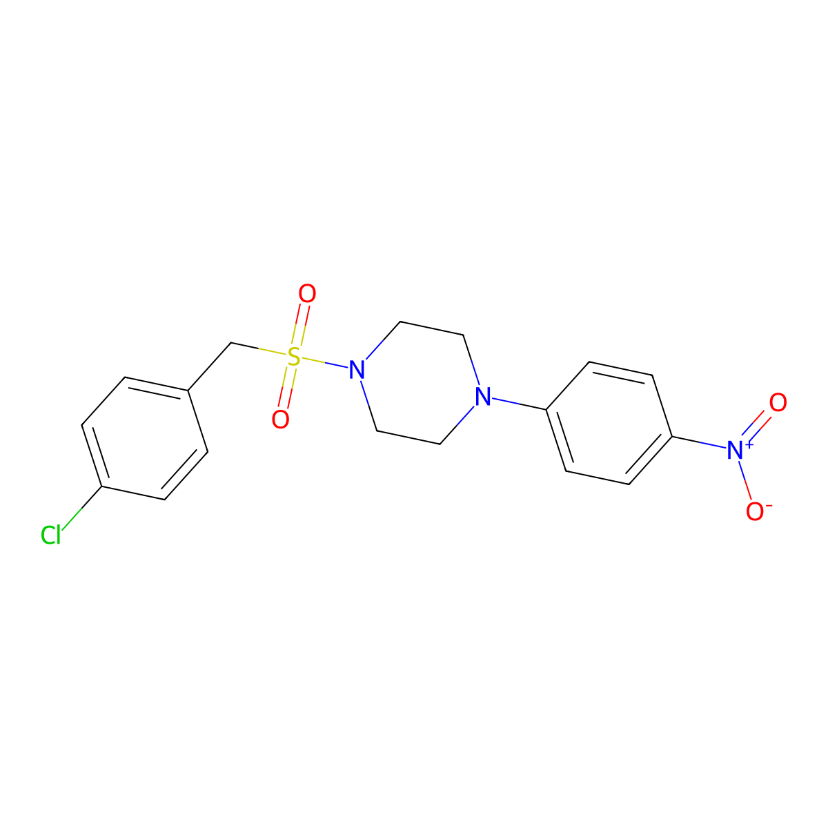 1-[(4-Chlorobenzyl)sulfonyl]-4-(4-nitrophenyl)piperazine molecular structure, CAS 827620-01-9