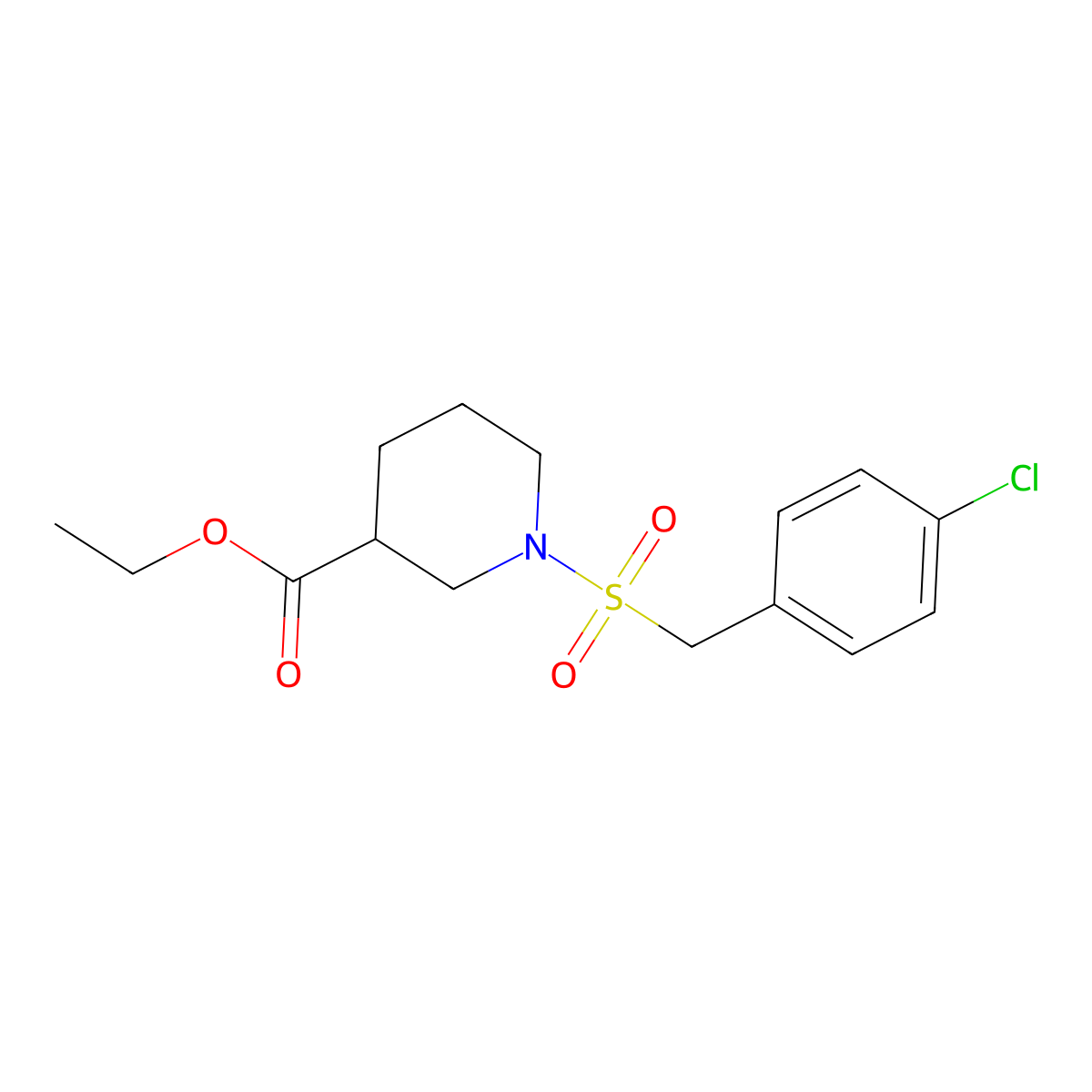 Ethyl 1-[(4-chlorobenzyl)sulfonyl]piperidine-3-carboxylate molecular structure, CAS 827620-06-4
