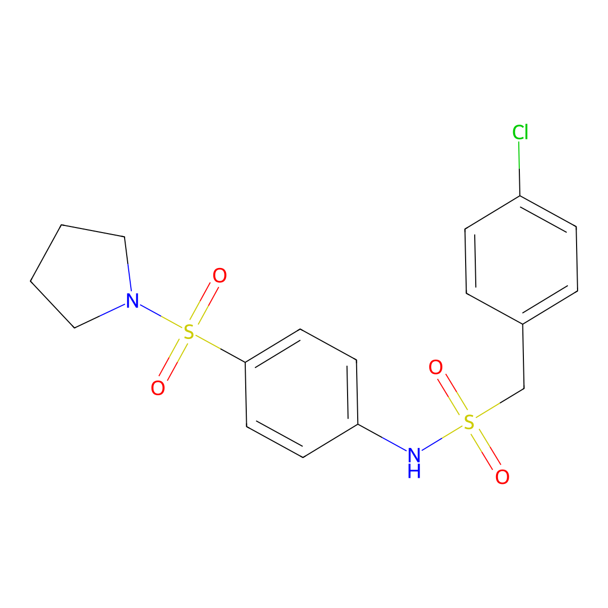 1-(4-chlorophenyl)-N-(4-pyrrolidin-1-ylsulfonylphenyl)methanesulfonamide molecular structure, CAS 827620-09-7