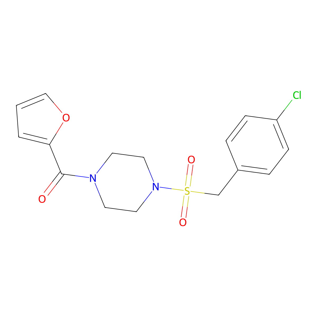 1-[(4-Chlorobenzyl)sulfonyl]-4-(2-furoyl)piperazine molecular structure, CAS 827620-12-2