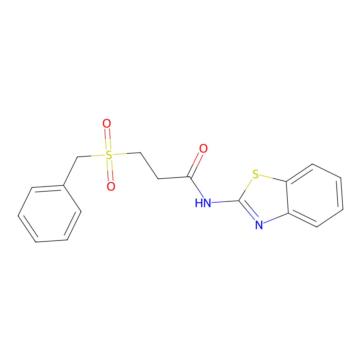 N-(1,3-benzothiazol-2-yl)-3-benzylsulfonylpropanamide molecular structure, CAS 827620-18-8