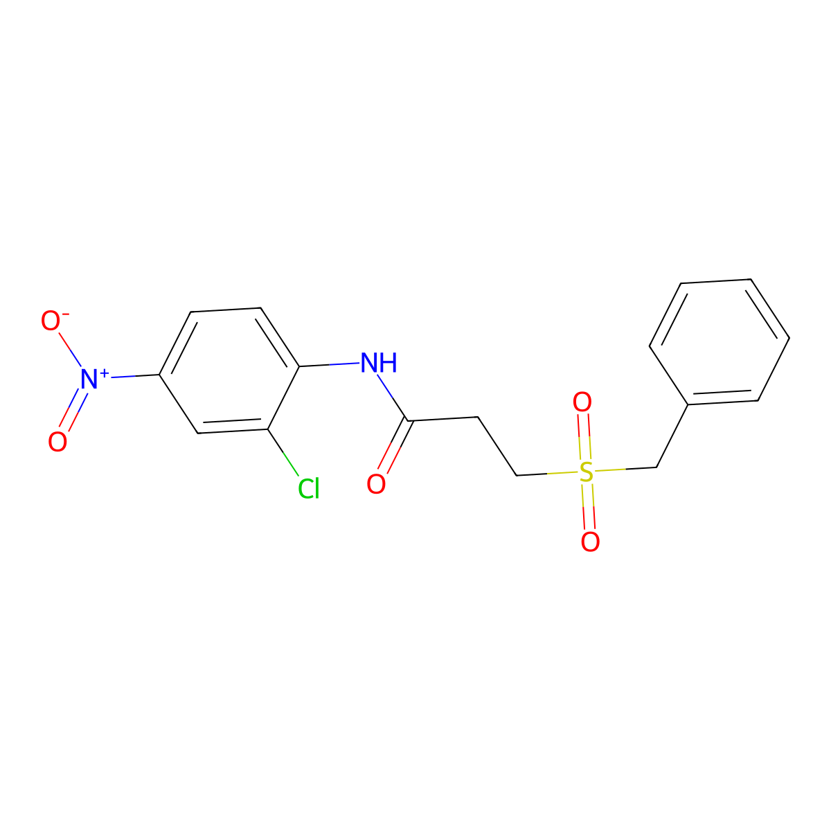 3-benzylsulfonyl-N-(2-chloro-4-nitrophenyl)propanamide molecular structure, CAS 827620-19-9