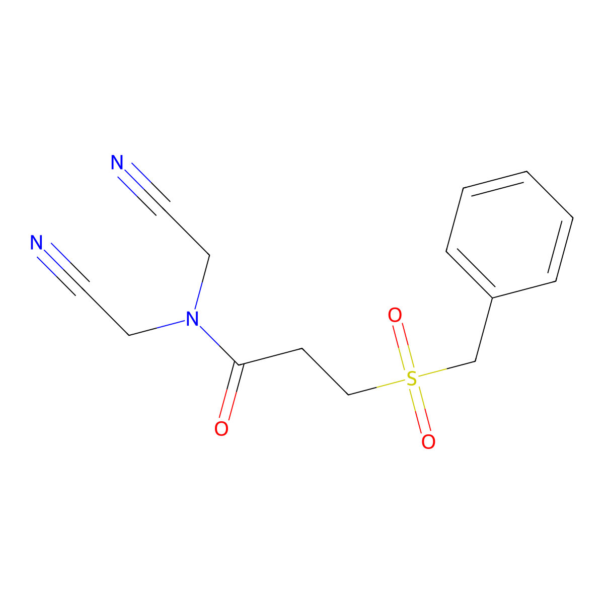 3-benzylsulfonyl-N,N-bis(cyanomethyl)propanamide molecular structure, CAS 827620-24-6