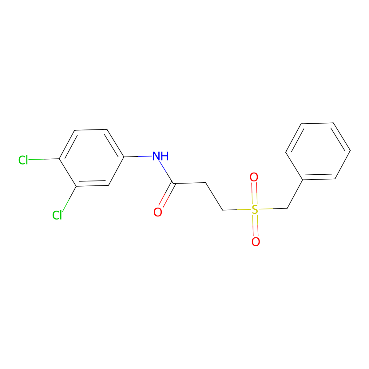 3-benzylsulfonyl-N-(3,4-dichlorophenyl)propanamide molecular structure, CAS 827620-28-0