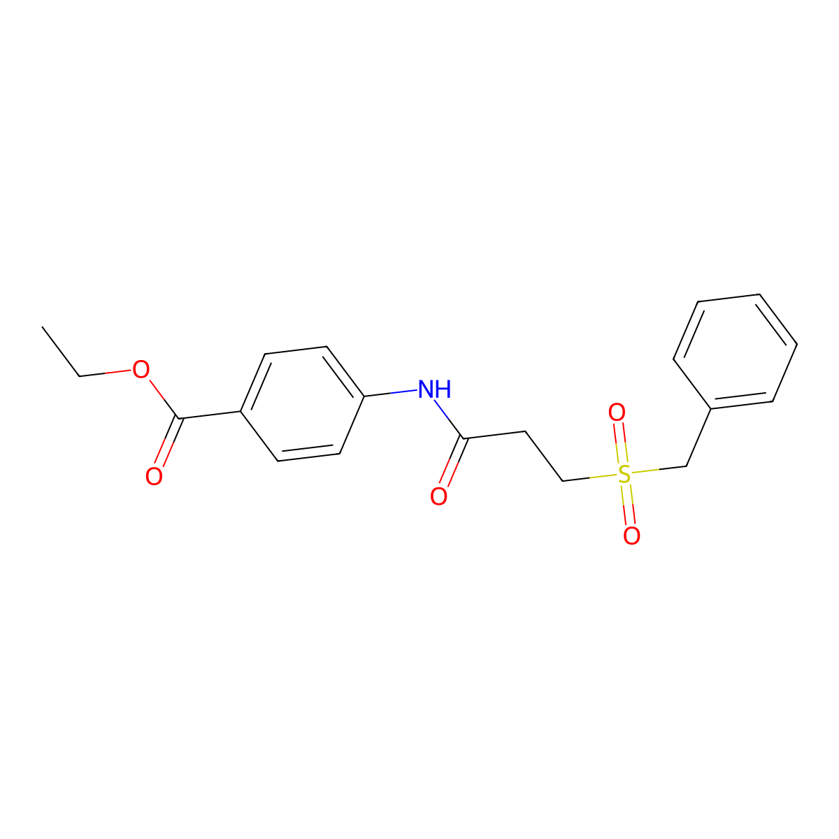 Ethyl 4-(3-(benzylsulfonyl)propanamido)benzoate molecular structure, CAS 827620-31-5