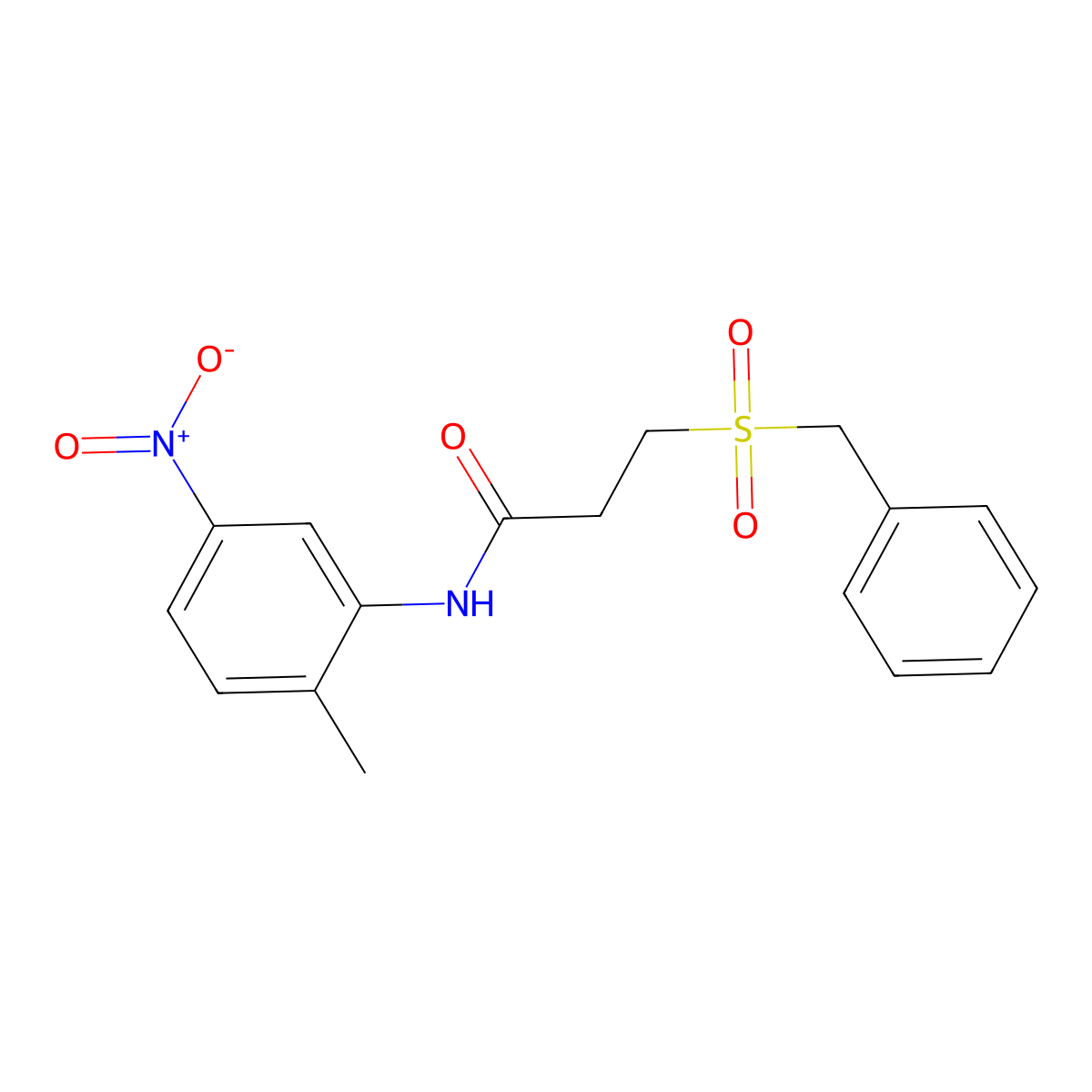 3-benzylsulfonyl-N-(2-methyl-5-nitrophenyl)propanamide molecular structure, CAS 827620-33-7