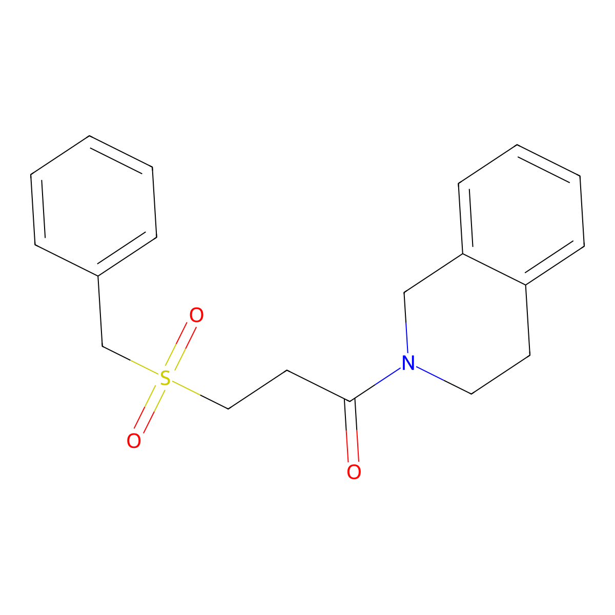 3-(benzylsulfonyl)-1-(3,4-dihydroisoquinolin-2(1H)-yl)propan-1-one molecular structure, CAS 827620-39-3