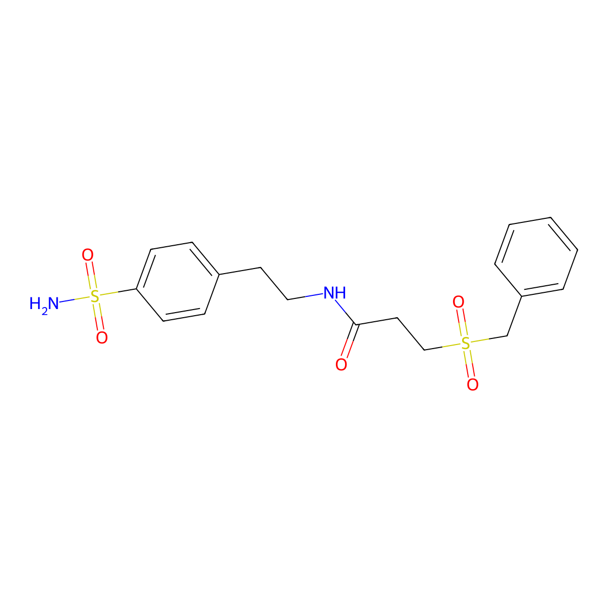 3-benzylsulfonyl-N-[2-(4-sulfamoylphenyl)ethyl]propanamide molecular structure, CAS 827620-44-0