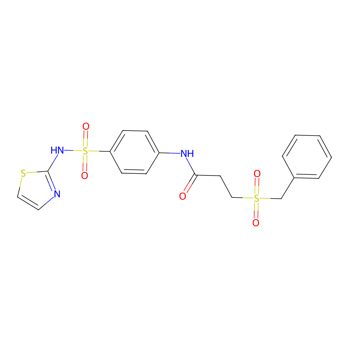 3-benzylsulfonyl-N-[4-(1,3-thiazol-2-ylsulfamoyl)phenyl]propanamide molecular structure, CAS 827620-52-0