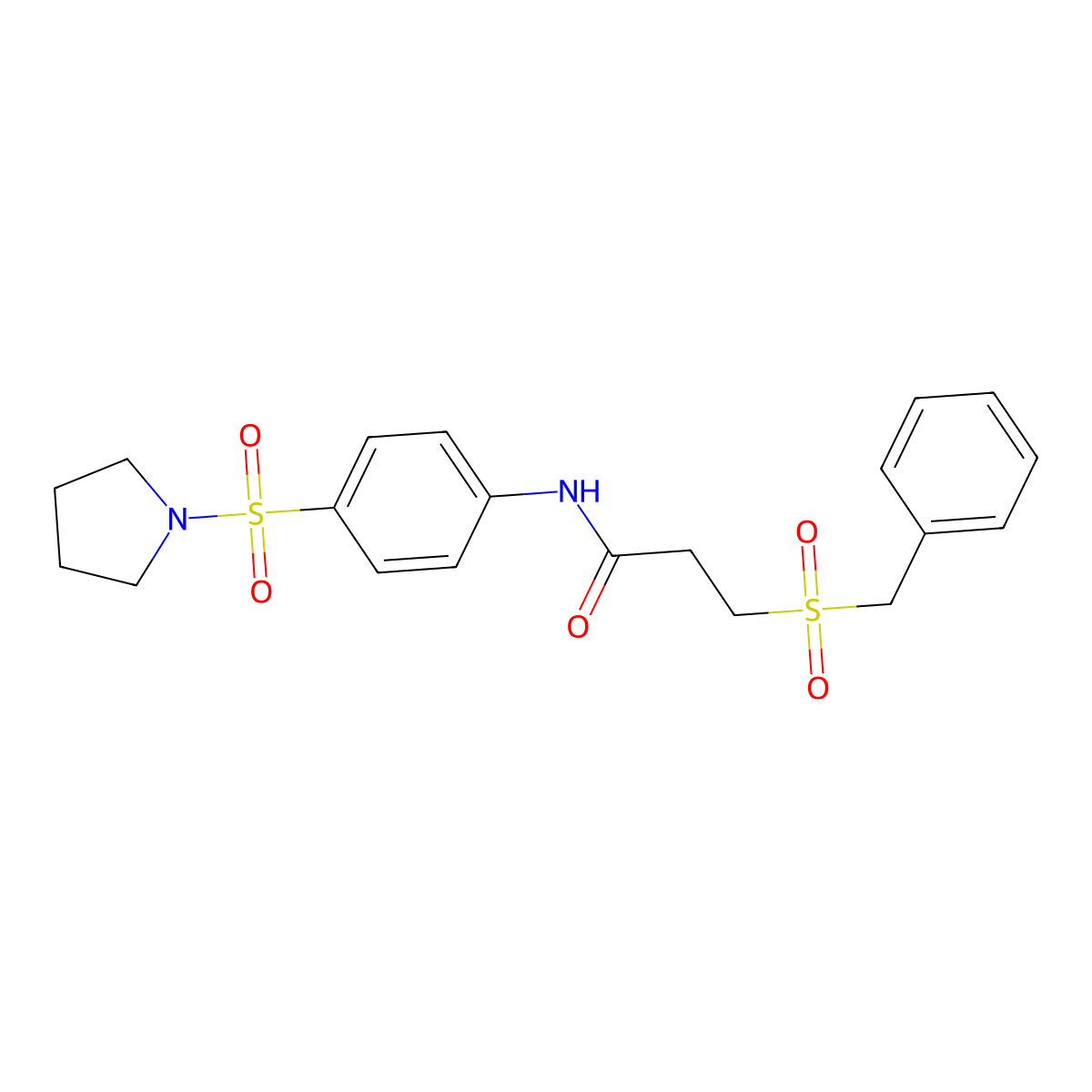 3-benzylsulfonyl-N-(4-pyrrolidin-1-ylsulfonylphenyl)propanamide molecular structure, CAS 827620-56-4