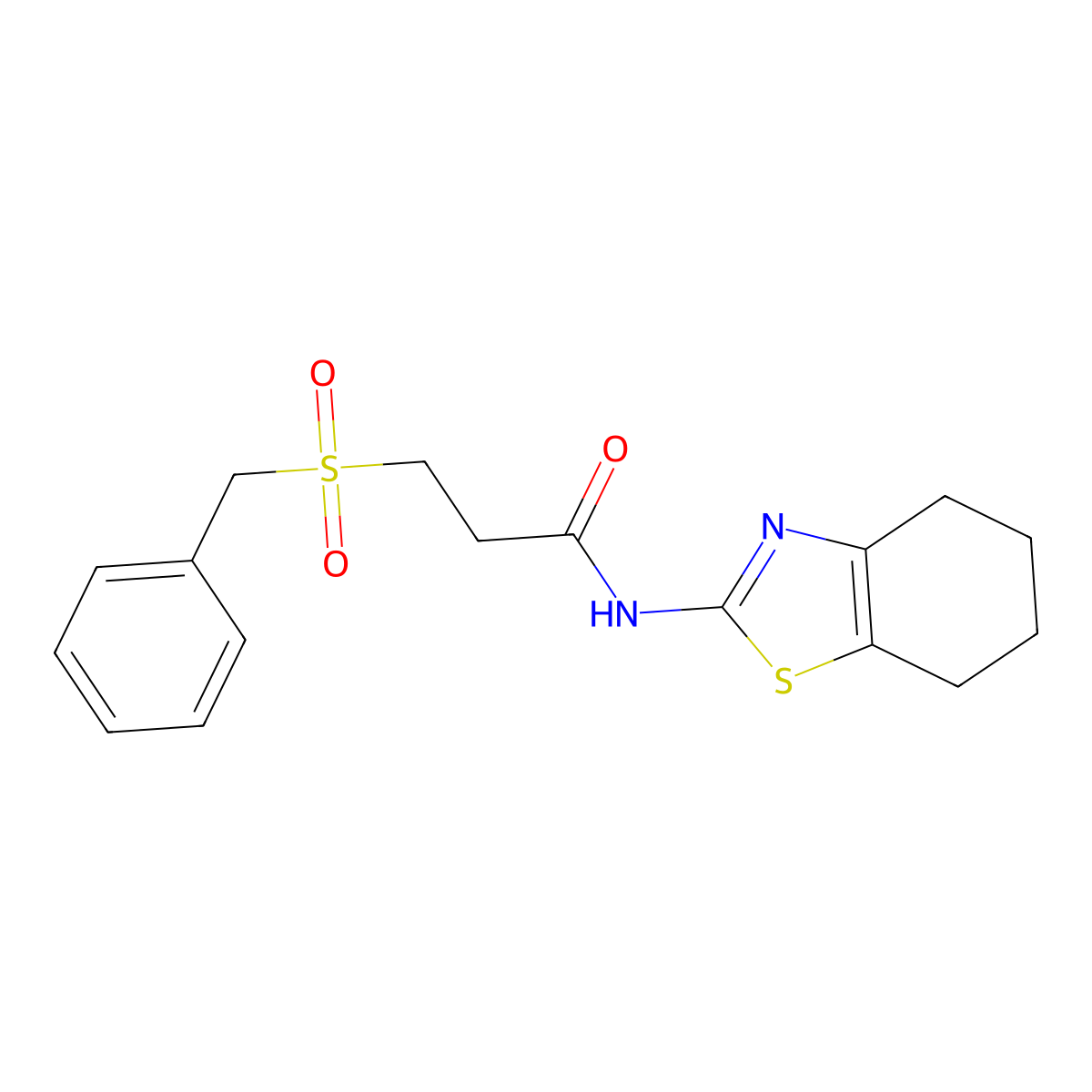 3-benzylsulfonyl-N-(4,5,6,7-tetrahydro-1,3-benzothiazol-2-yl)propanamide molecular structure, CAS 827620-57-5