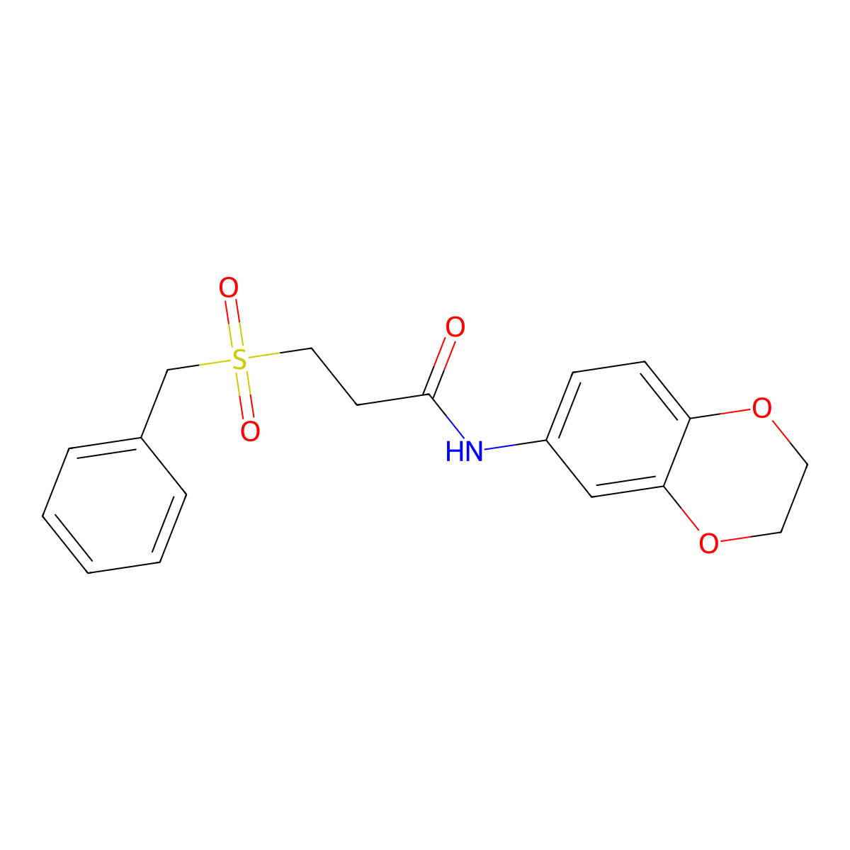 3-benzylsulfonyl-N-(2,3-dihydro-1,4-benzodioxin-6-yl)propanamide molecular structure, CAS 827620-59-7