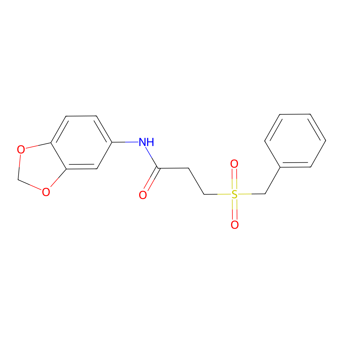 N-(1,3-benzodioxol-5-yl)-3-benzylsulfonylpropanamide molecular structure, CAS 827620-61-1