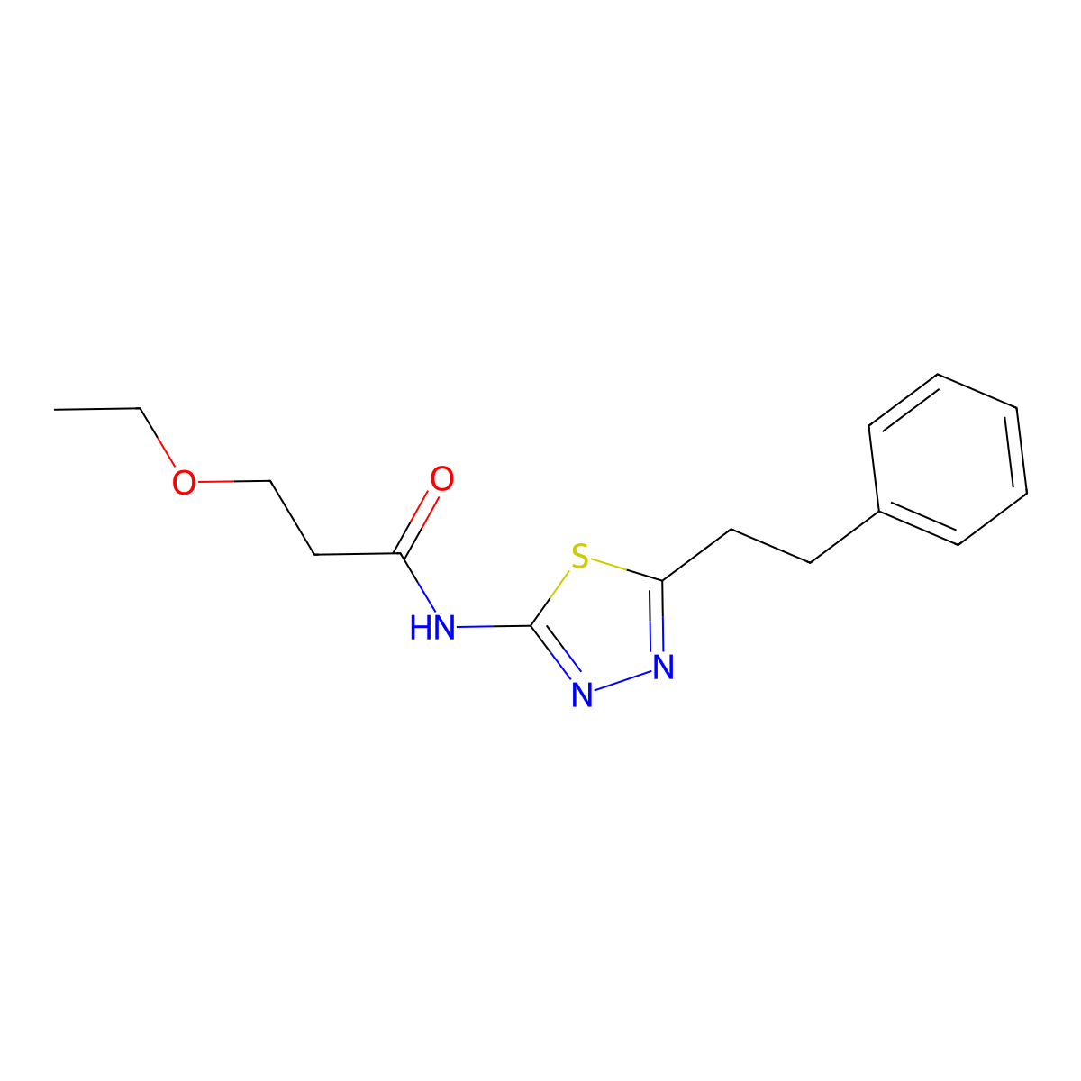 3-ethoxy-N-[5-(2-phenylethyl)-1,3,4-thiadiazol-2-yl]propanamide molecular structure, CAS 827620-75-7