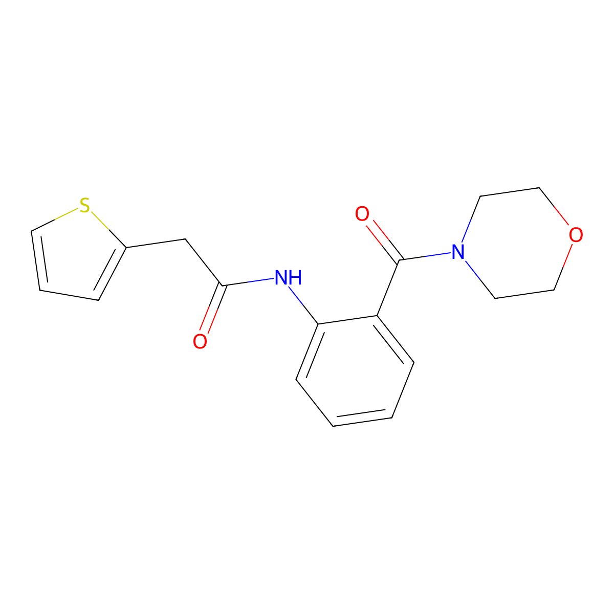 N-[2-(morpholine-4-carbonyl)phenyl]-2-thiophen-2-ylacetamide molecular structure, CAS 827620-76-8