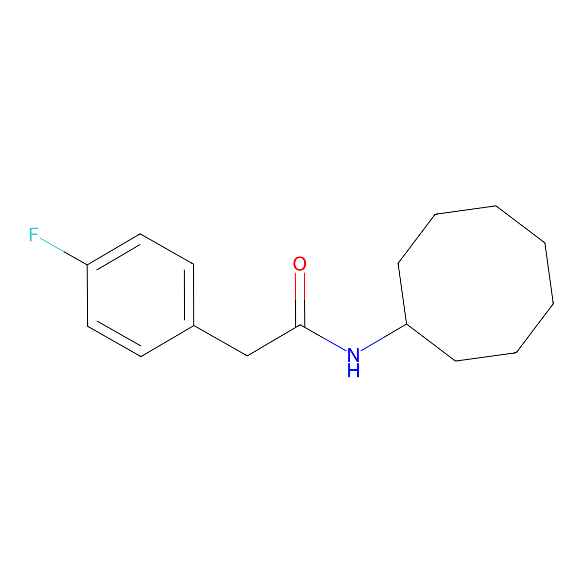 N-cyclooctyl-2-(4-fluorophenyl)acetamide molecular structure, CAS 827620-80-4