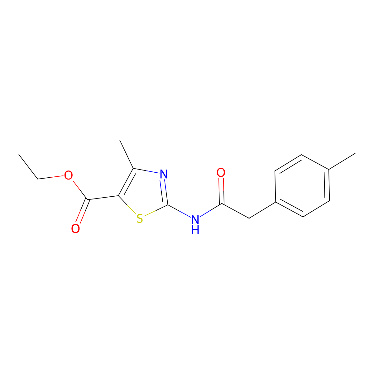 Ethyl 4-methyl-2-(2-(p-tolyl)acetamido)thiazole-5-carboxylate molecular structure, CAS 827620-82-6