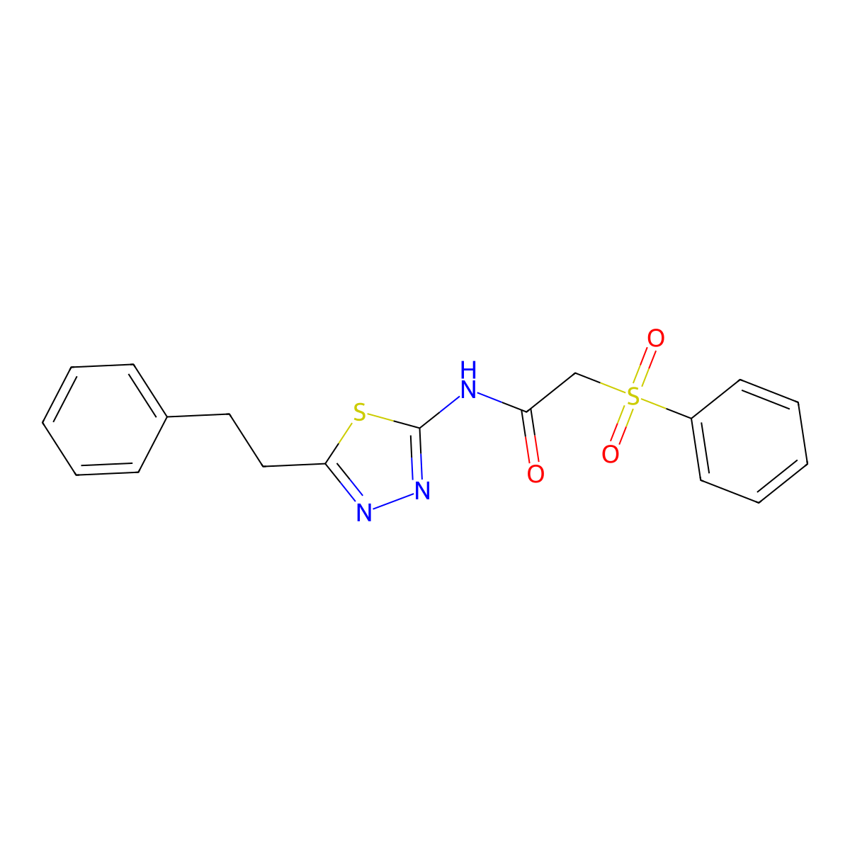 2-(benzenesulfonyl)-N-[5-(2-phenylethyl)-1,3,4-thiadiazol-2-yl]acetamide molecular structure, CAS 827620-91-7