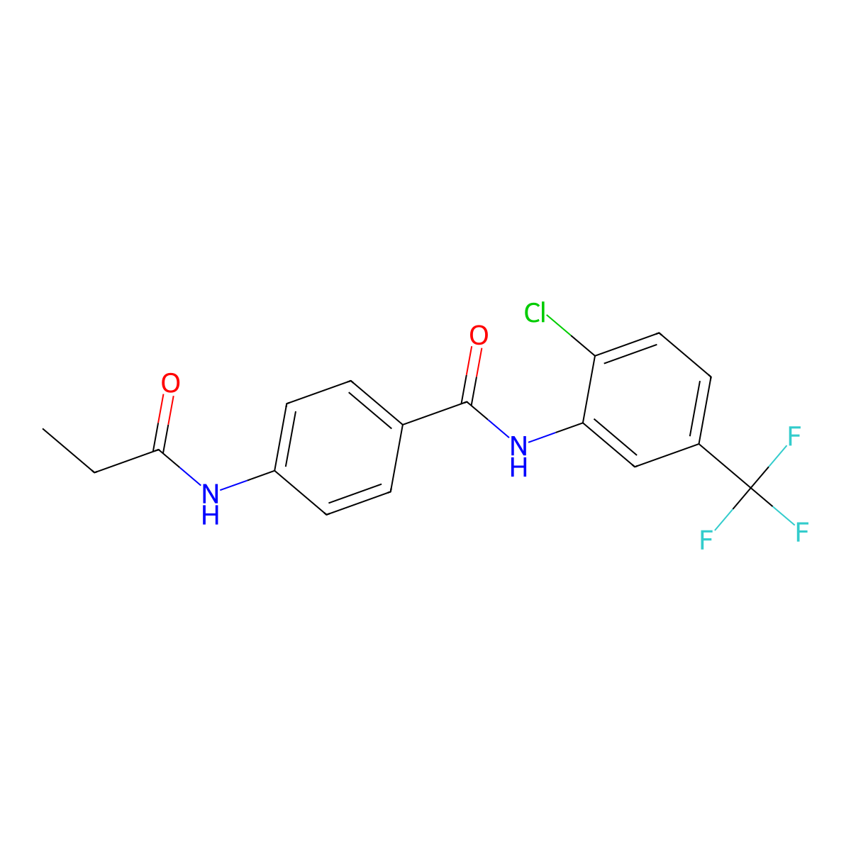 N-[2-chloro-5-(trifluoromethyl)phenyl]-4-(propanoylamino)benzamide molecular structure, CAS 827621-01-2