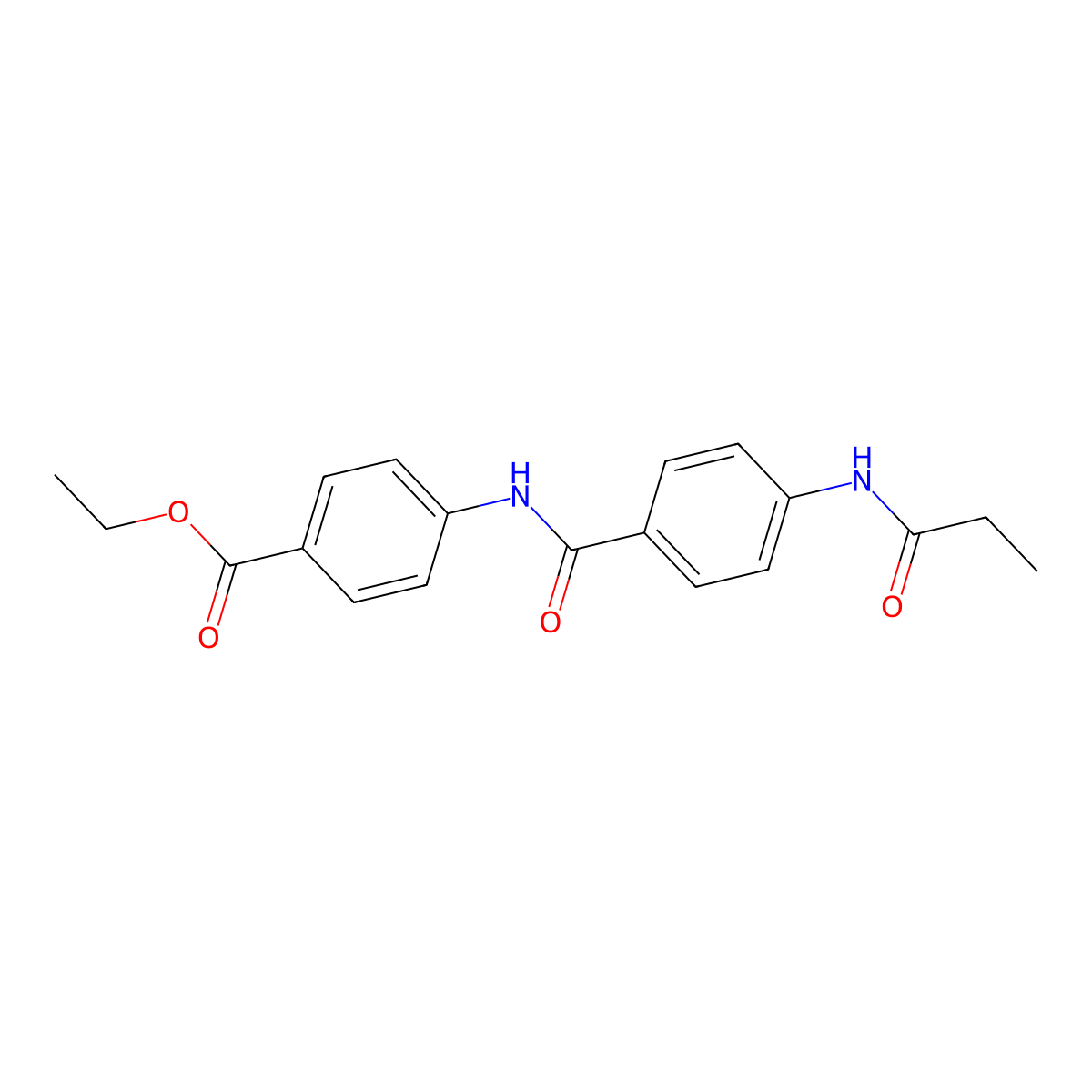 Ethyl 4-{[4-(propanoylamino)phenyl]carbonylamino}benzoate molecular structure, CAS 827621-02-3