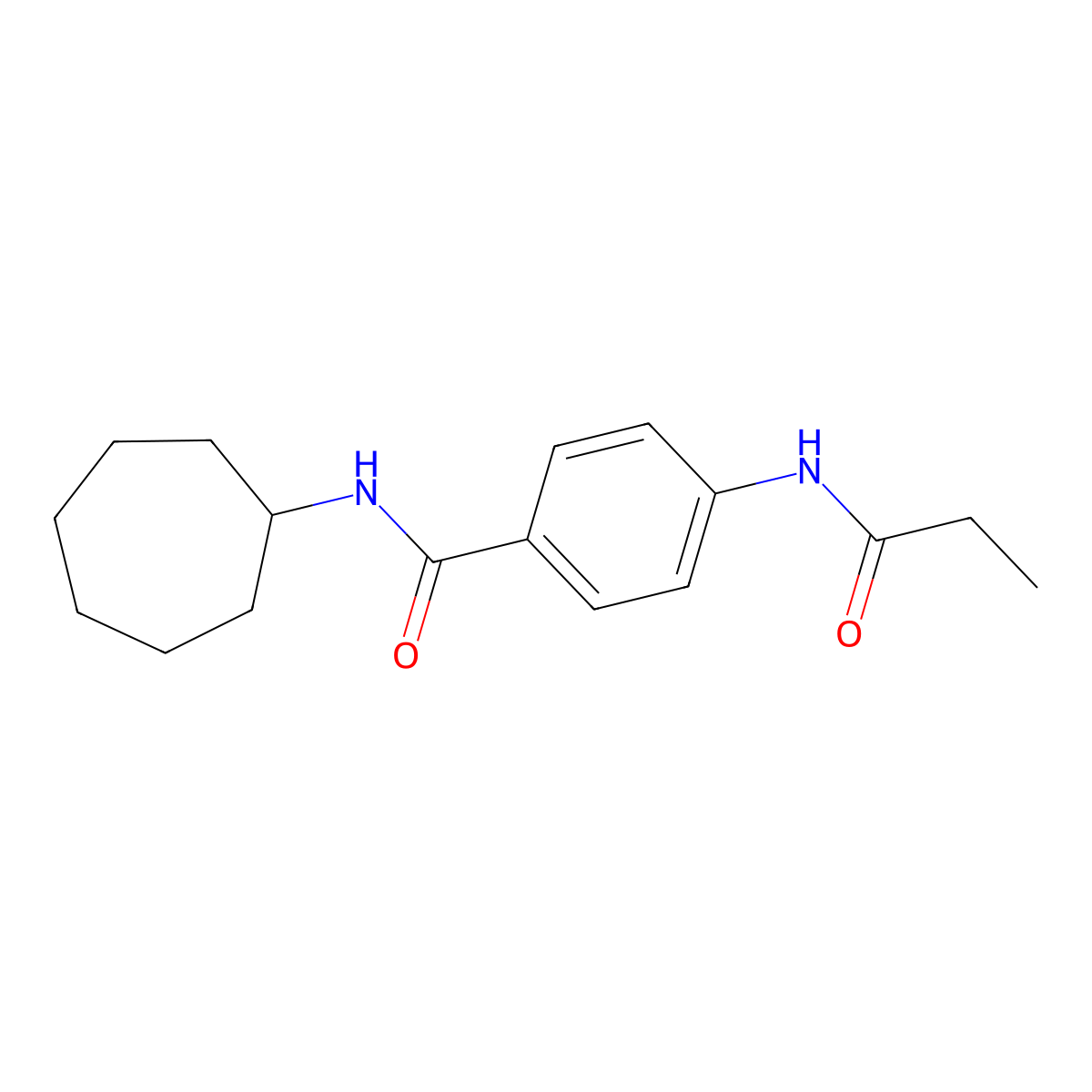 N-cycloheptyl-4-(propanoylamino)benzamide molecular structure, CAS 827621-05-6