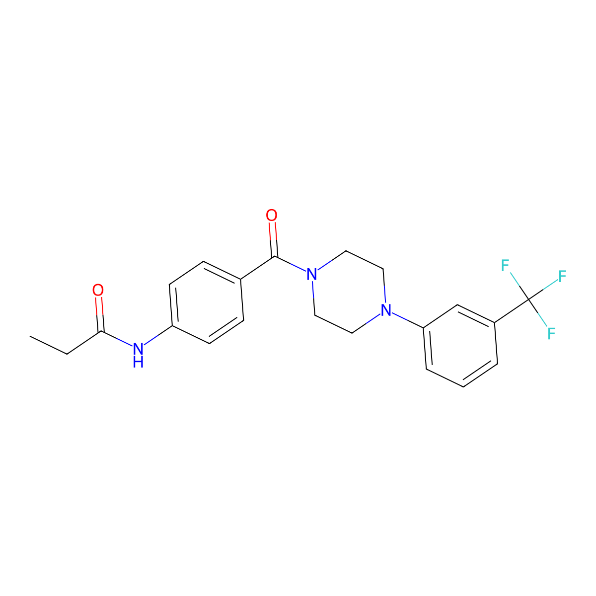 N-[4-[4-[3-(trifluoromethyl)phenyl]piperazine-1-carbonyl]phenyl]propanamide molecular structure, CAS 827621-36-3