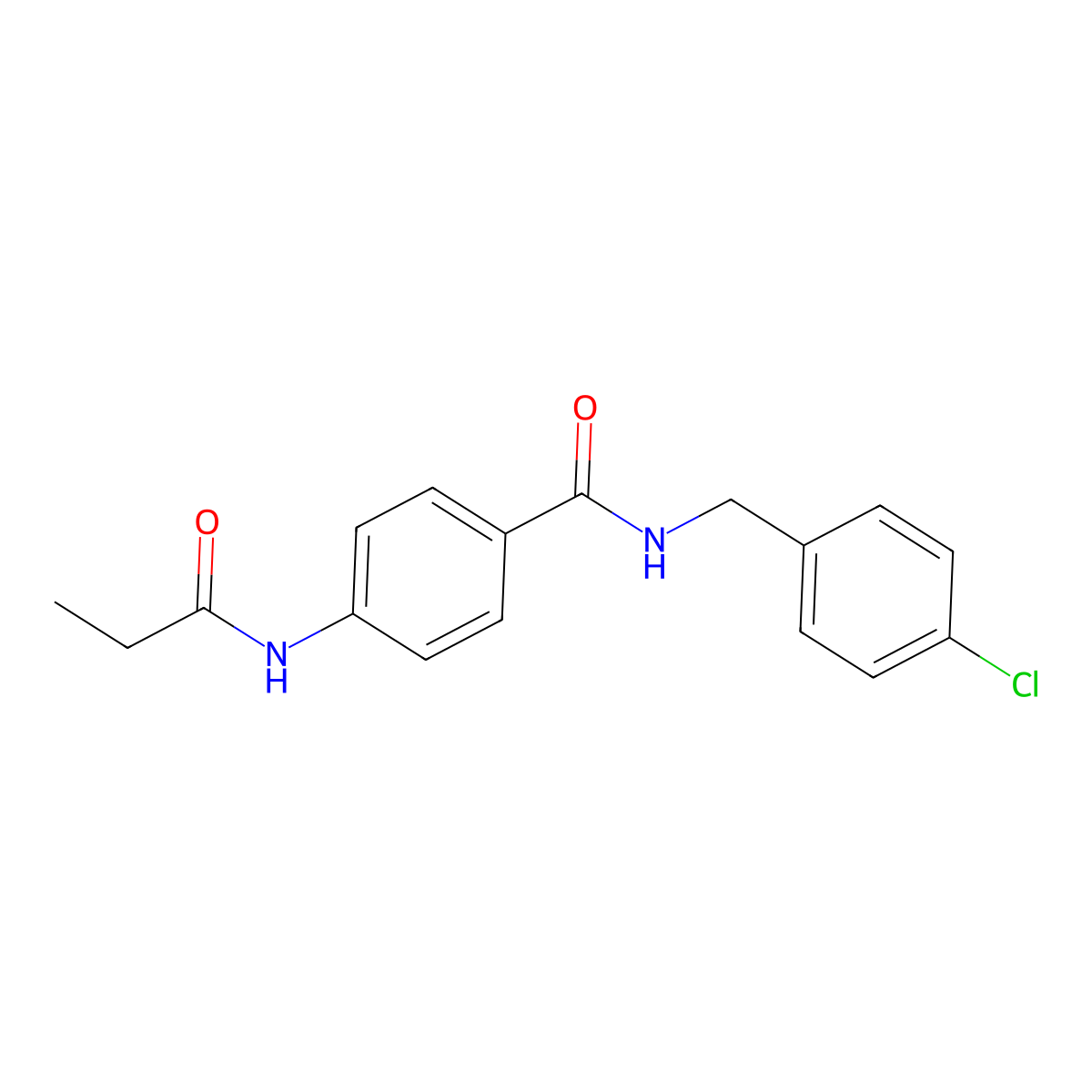 N-(4-chlorobenzyl)-4-(propanoylamino)benzamide molecular structure, CAS 827621-37-4