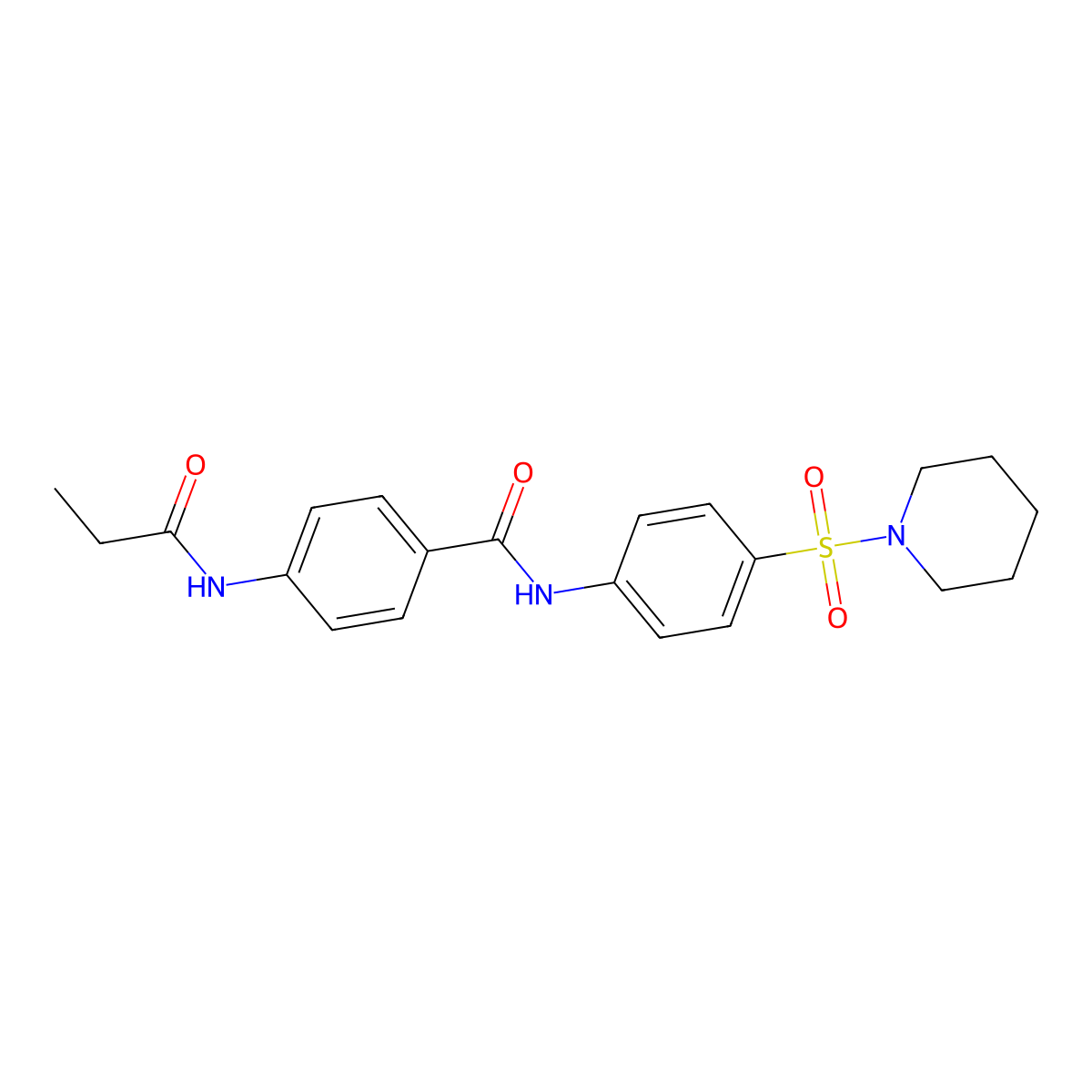 N-(4-piperidin-1-ylsulfonylphenyl)-4-(propanoylamino)benzamide molecular structure, CAS 827621-40-9